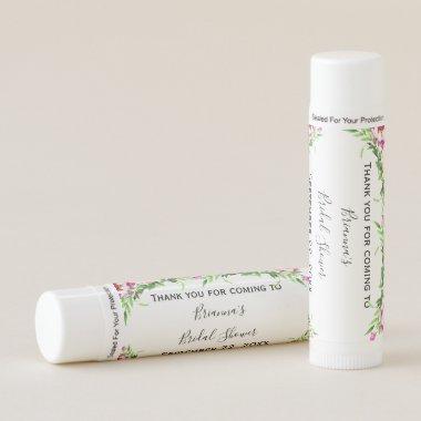 Personalized Pink Green Floral Bridal Shower Favor Lip Balm