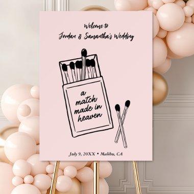 Personalized Pink Match Made in Heaven Welcome Foam Board