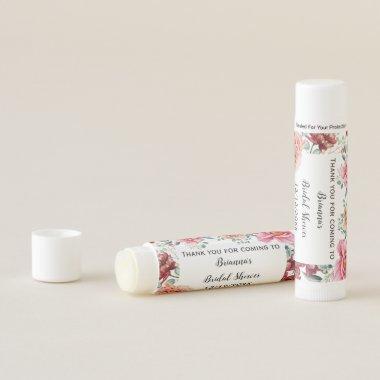 Personalized Pink Peach Floral Bridal Shower Lip Balm