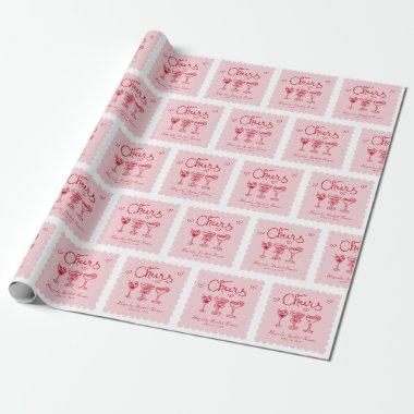 Personalized Pink Red Retro  Wrapping Paper