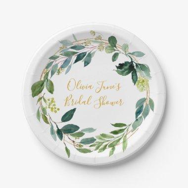 Personalized Plate, Botanical Eucalyptus Paper Plates