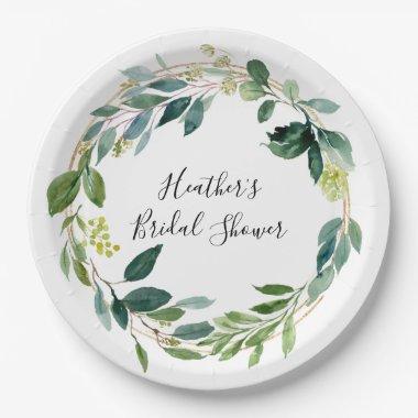 Personalized Plate, Botanical Eucalyptus Paper Plates