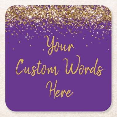 Personalized Purple Birthday Party Anniversary Uni Square Paper Coaster