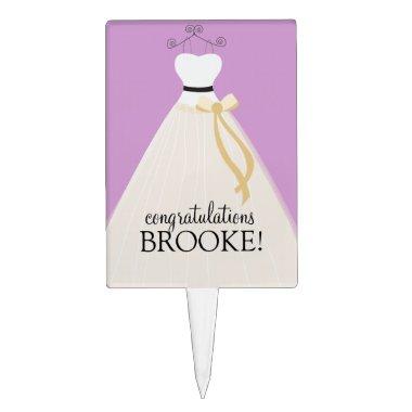 Personalized Purple Bridal Shower Cake Topper
