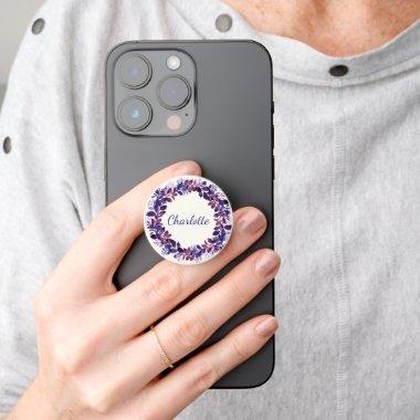 Personalized Purple Floral Bridal Party Favor PopSocket