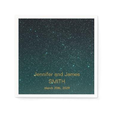Personalized Purple Wedding Confetti Gold Glitter Napkins