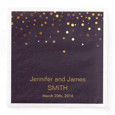 Personalized Purple Wedding Confetti Gold Glitter Paper Dinner Napkins