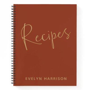 Personalized Recipe Journal in Burnt Orange Gold