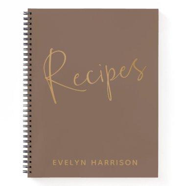 Personalized Recipe Journal in Mocha Brown Gold