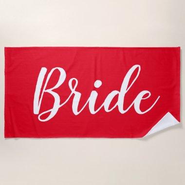 Personalized Red Bachelorette Bride Beach Towel