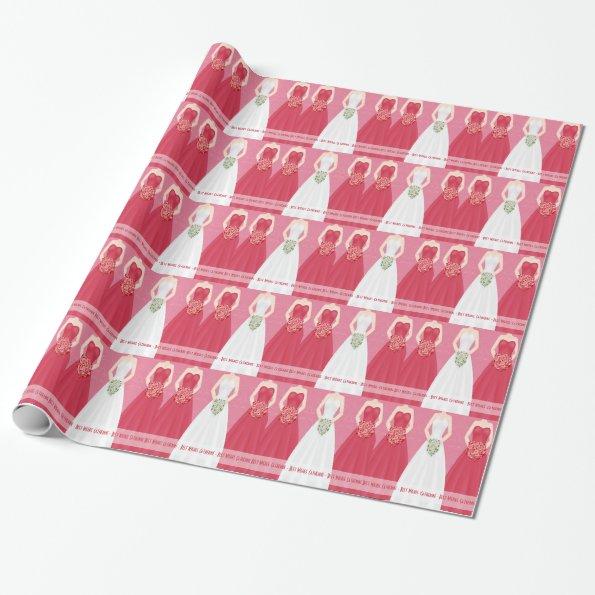 Personalized Red Bridal Shower Wrapping Paper