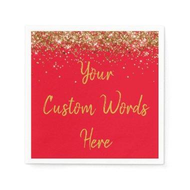 Personalized Red & Gold Birthday Party Anniversary Napkins