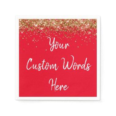 Personalized Red White Birthday Party Anniversary Napkins
