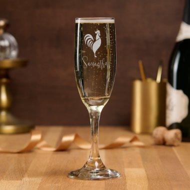 Personalized Rooster Mimosa Glasses Drinkware
