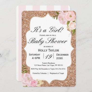 Personalized Rose Gold Baby Shower Invitations