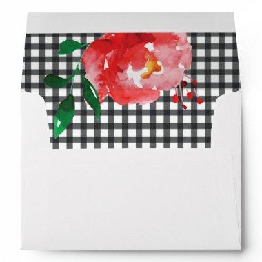 Personalized Rose on Gingham Envelope