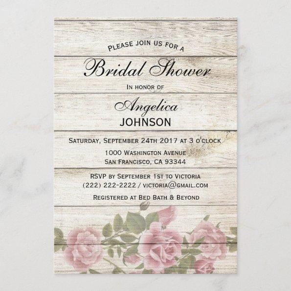 Personalized Rustic Chic Vintage Bridal Shower Invitations