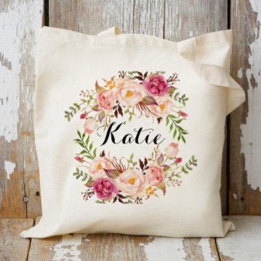Personalized Rustic Floral Braidsmaid Tote Bag