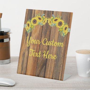 Personalized Rustic Sunflower Wedding Reception Pedestal Sign