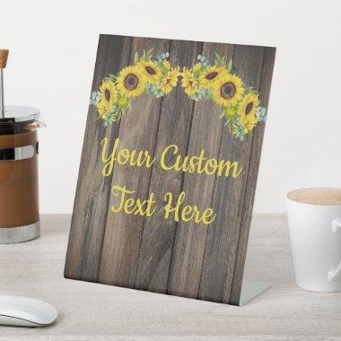 Personalized Rustic Sunflower Wedding Reception Pedestal Sign