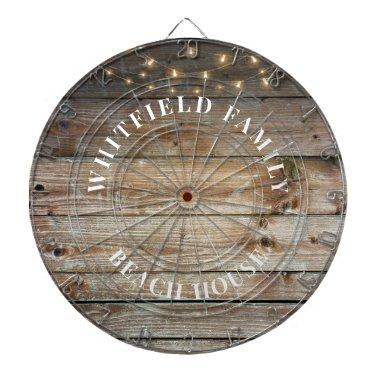 Personalized Rustic Wood Family Beach House Dart Board