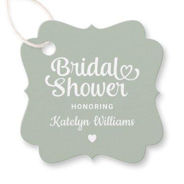 Personalized Sage Green Wedding Bridal Shower Favor Tags