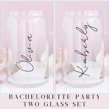 Personalized Script Bridal Bachelorette Party Can Glass