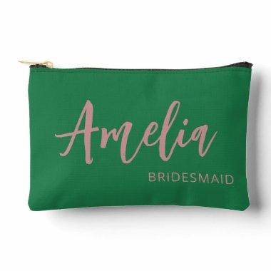 Personalized Script Name Green Bachelorette Makeup Accessory Pouch
