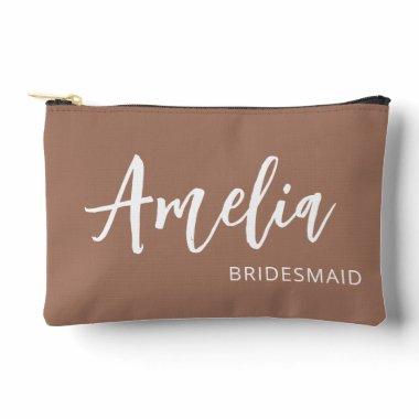 Personalized Script Name Mocha Bachelorette Makeup Accessory Pouch