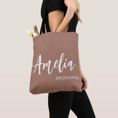 Personalized Script Name Mocha Bachelorette Party Tote Bag