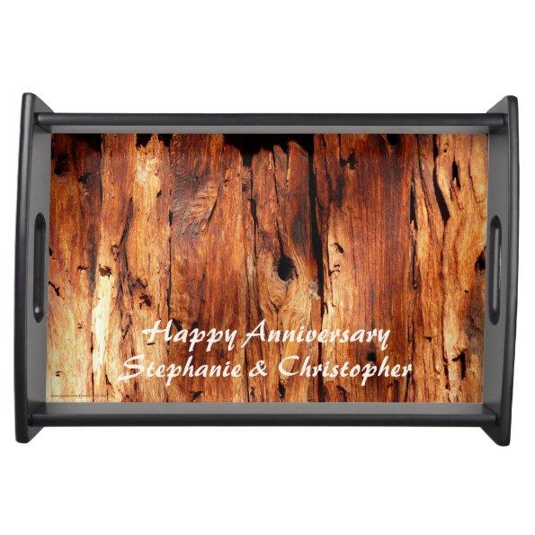 Personalized Serving Tray Faux Weathered Wood