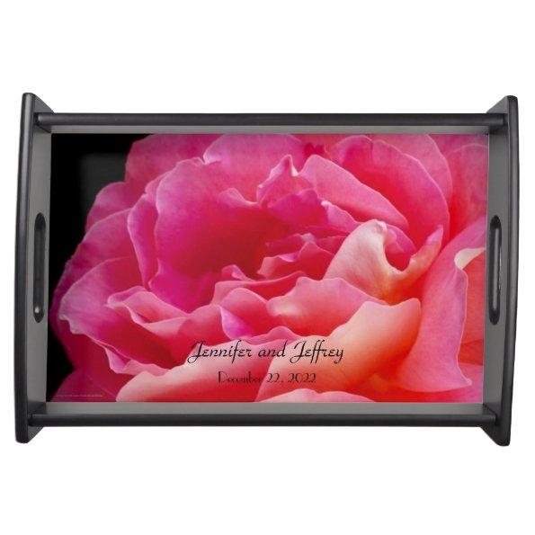 Personalized Serving Tray Pink Rose Petals