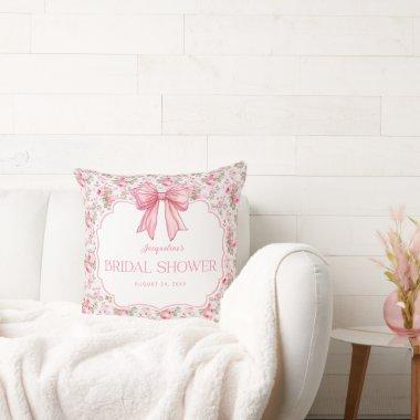Personalized Shabby Chic Pink Bow  Throw Pillow