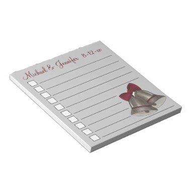 Personalized Silver Wedding Bells To Do List Favor Notepad