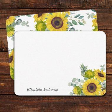 Personalized Sunflower Floral Stationary Note Invitations