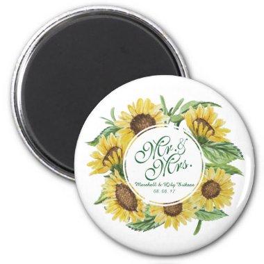 Personalized Sunflower Wreath Wedding | Magnet