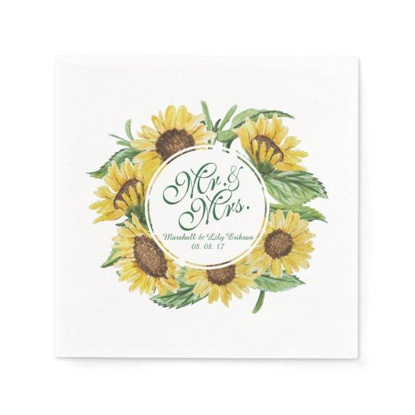 Personalized Sunflower Wreath Wedding | Napkin
