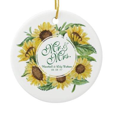 Personalized Sunflower Wreath Wedding | Ornament