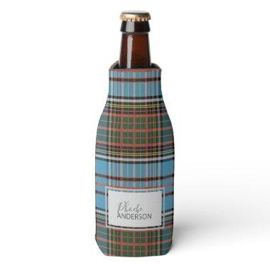 Personalized Tartan Clan Anderson Plaid Check Bottle Cooler