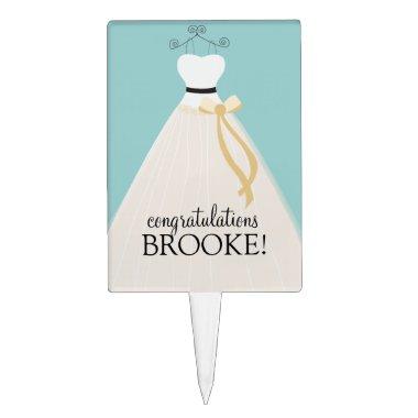 Personalized Teal Blue Bridal Shower Cake Topper