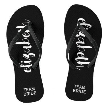 Personalized Team Bride Black Flip Flops