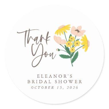 Personalized Thank You  Wildflowers Classic Round Sticker