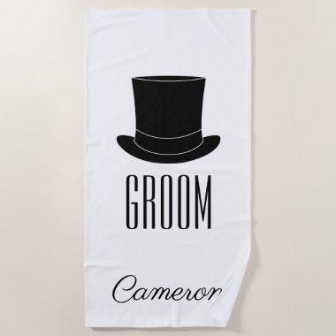 Personalized top hat beach towel gift for groom