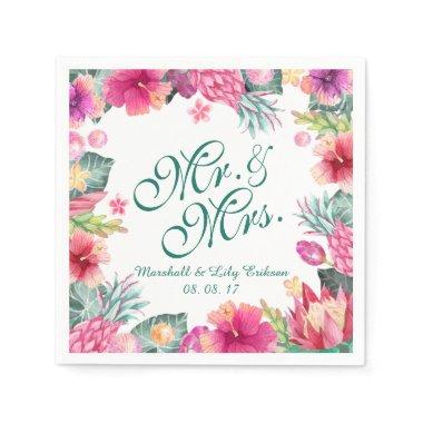Personalized Tropical Floral Wedding | Napkin