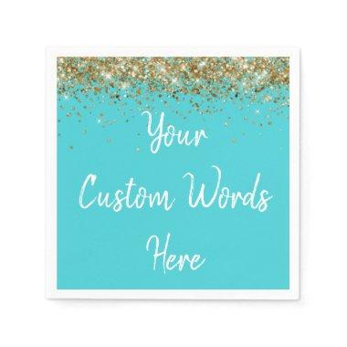 Personalized Turquoise Birthday Party Anniversary Napkins