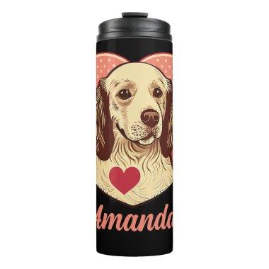 Personalized Valentine's Golden Retriever Dog Thermal Tumbler