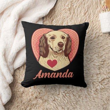 Personalized Valentine's Golden Retriever Dog Throw Pillow