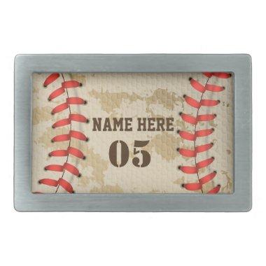 Personalized Vintage Baseball Name Number Retro Belt Buckle