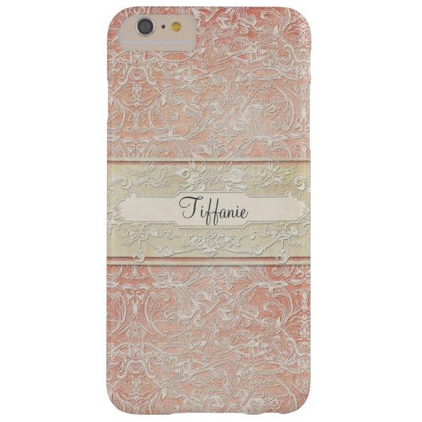Personalized Vintage French Regency Lace Etched Barely There iPhone 6 Plus Case