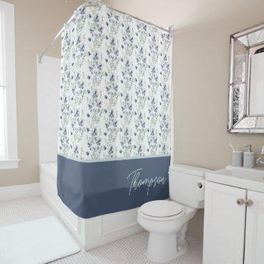 Personalized Watercolor Floral Shower Curtain